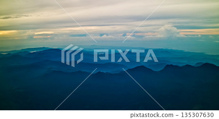 beautiful view of the hills in the morning beautiful view of the hills in the morning 135307630