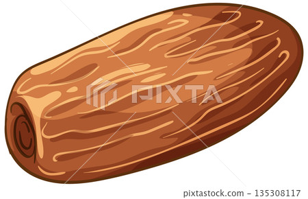 Whole Date Fruit Vector Illustration with Textured Surface 135308117