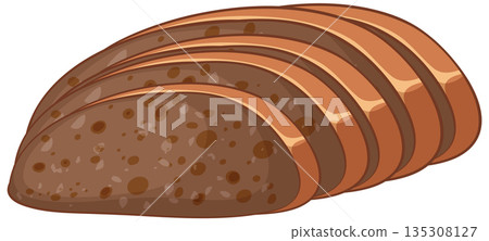 Sliced Whole Grain Bread Vector Illustration 135308127