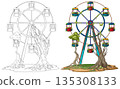 Overgrown Ferris Wheel in Post Apocalyptic Amusement Park 135308133