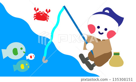 浦島太郎在海裡捕魚的插圖 浦島太郎在海裡捕魚的插圖 135308151