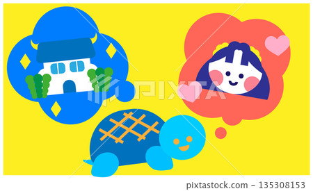 令人聯想到龍宮和乙姬公主的烏龜插圖。 令人聯想到龍宮和乙姬公主的烏龜插圖。 135308153