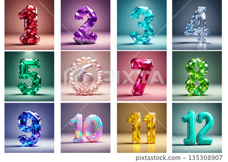 誕生石圖案月份數字 135308907