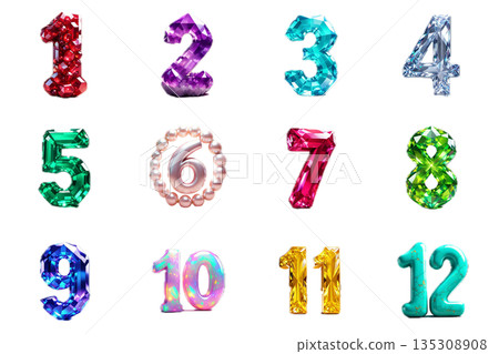 Birthstone motif month numbers (no background) 135308908