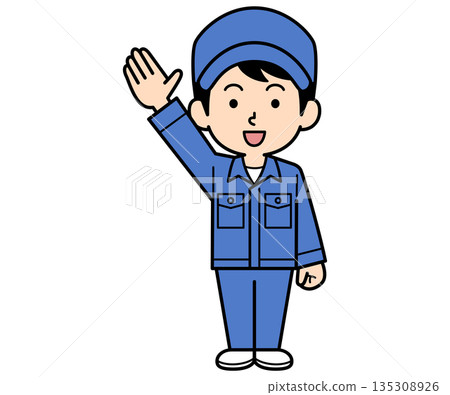 一個普通的工人舉起了手 135308926