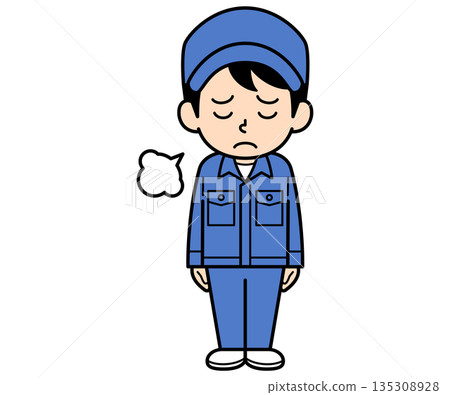 A simple worker man sighing A simple worker man sighing 135308928