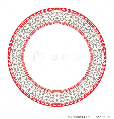 Oriental vector round frame with arabesques and floral motifs. Circular ornament. Ornate element for design. Ornamental pattern for wedding invitations, greeting cards, embroidery, sandblasting. Oriental vector round frame with arabesques and floral motifs. Circular ornament. Ornate element for design. Ornamental pattern for wedding invitations, greeting cards, embroidery, sandblasting. 135308950
