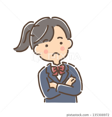 一名女學生歪著頭思考 / 單項 一名女學生歪著頭思考 / 單項 135308972