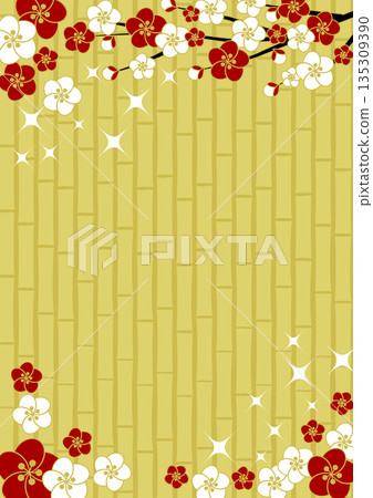 梅花竹籬笆,金色,背景插圖,可愛,簡約,直版 梅花竹籬笆,金色,背景插圖,可愛,簡約,直版 135309390