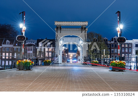 Magere Brug in Amsterdam A Stunning Night View of the Skinny Bridge 135310024