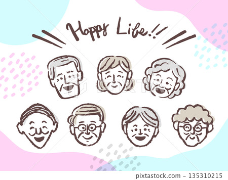 微笑的老一輩 老年人表情豐富的臉部表情集錦 微笑的老一輩 老年人表情豐富的臉部表情集錦 135310215