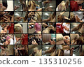 Collage of photos from the hairdressing competition, doing hairstyles 135310256