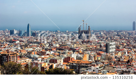Barcelona city, aerial view of cityscape Barcelona city, aerial view of cityscape 135310258