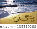 SOS sign written by hand in the sand on the beach 135310268