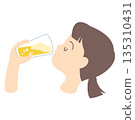 Profile of a woman drinking beer 135310431