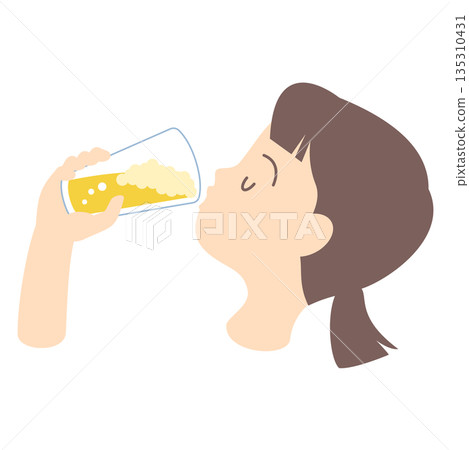 Profile of a woman drinking beer 135310431