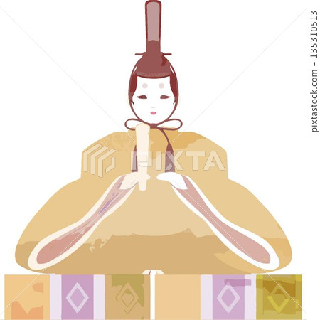 為女兒節繪製的雛祭雛人偶水彩插畫 135310513