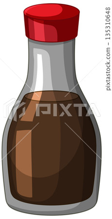 Vector Illustration of a Soy Sauce Bottle with Red Cap 135310648
