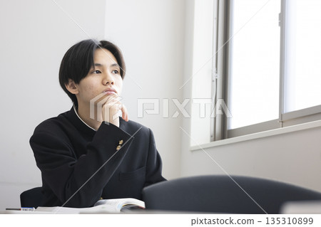 Male high school student studying 135310899