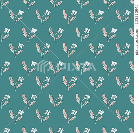 Teal Blush Folk Sprig Pattern Teal Blush Folk Sprig Pattern 135310943