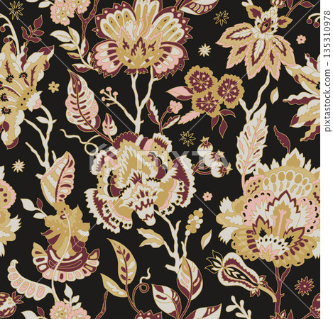 Baroque Folk Floral Night Garden 135310978