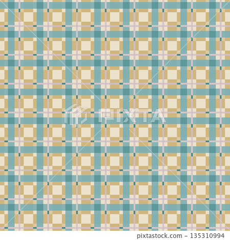 Soft Teal Cream Plaid Pattern 135310994