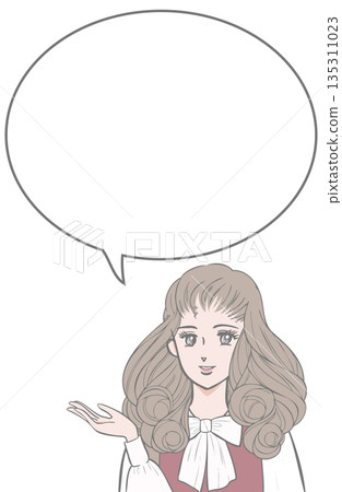 昭和時代少女漫畫風格－介紹女性，彩色 135311023