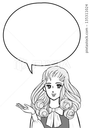 昭和時代少女漫畫風格,介紹女性,單色 昭和時代少女漫畫風格,介紹女性,單色 135311024