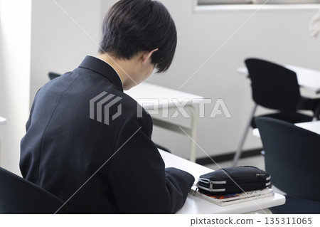 Male high school student studying Male high school student studying 135311065