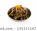 Brown seaweed in black bowl.Japanese food. 135311147