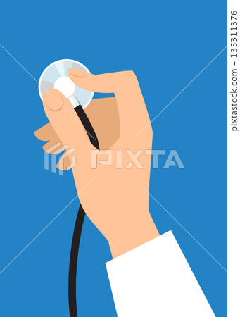 Doctor hold medical stethoscope isolated on background stock illustration 135311376