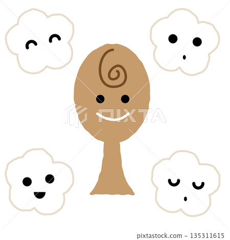Illustration of a rice paddle and expressive rice Illustration of a rice paddle and expressive rice 135311615