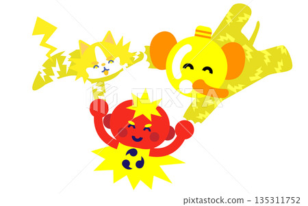 一組身披閃電能量的角色插畫 一組身披閃電能量的角色插畫 135311752