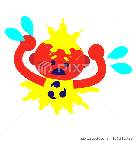 Illustration of a character sweating from lightning energy Illustration of a character sweating from lightning energy 135311756