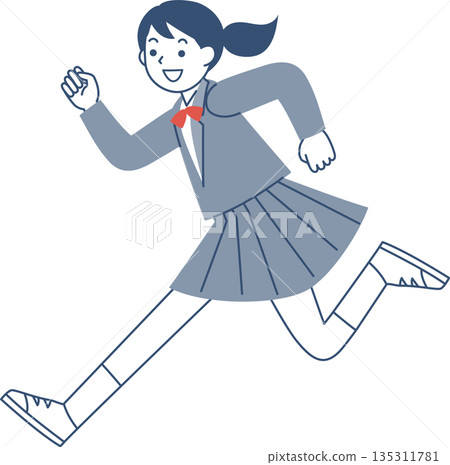 Smiling female student running 135311781