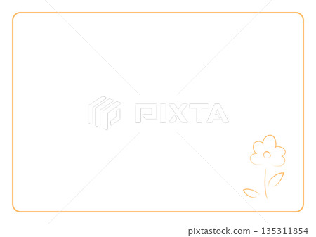 一個可愛的留言卡框，右下角畫著一朵橘色的手繪小花。 135311854