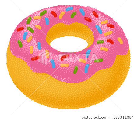 Pink Frosted Donut Sweet Dessert Illustration 135311894