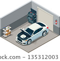 Car repair in small garage shop 135312003