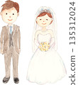 Bride and groom watercolor illustration vector 135312024