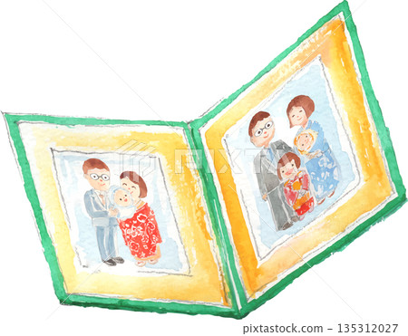家庭相簿水彩插圖向量圖 135312027
