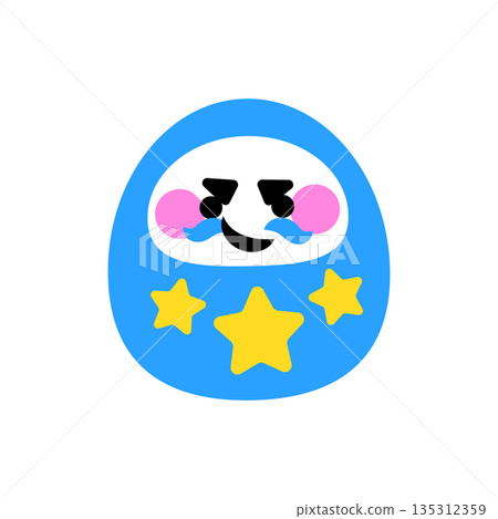 Illustration of a cute Daruma doll with a satisfied expression and a star pattern 135312359
