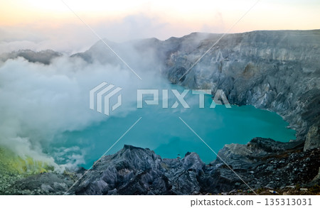 Beautiful view of Mount Ijen crater, Banyuwangi, East Java, Indonesia Beautiful view of Mount Ijen crater, Banyuwangi, East Java, Indonesia 135313031