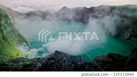 Beautiful view of Mount Ijen crater, Banyuwangi, East Java, Indonesia Beautiful view of Mount Ijen crater, Banyuwangi, East Java, Indonesia 135313040