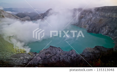 Beautiful view of Mount Ijen crater, Banyuwangi, East Java, Indonesia 135313048