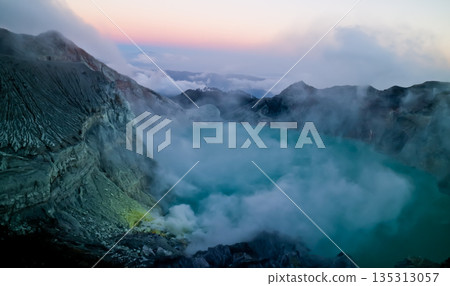 Beautiful view of Mount Ijen crater, Banyuwangi, East Java, Indonesia 135313057