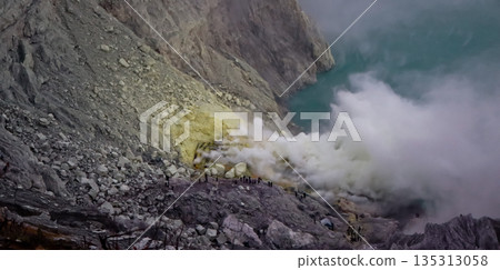 Beautiful view of Mount Ijen crater, Banyuwangi, East Java, Indonesia Beautiful view of Mount Ijen crater, Banyuwangi, East Java, Indonesia 135313058