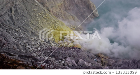 Beautiful view of Mount Ijen crater, Banyuwangi, East Java, Indonesia 135313059