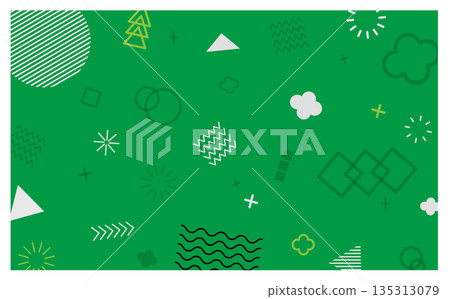 流行可愛的綠色幾何圖案背景插圖 135313079