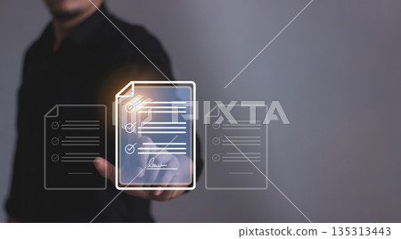 Young man with smartphone mobile hand using a pen touching to sign a Online Business Contract, Electronic signature, Contract signing, Digital documents, Future smart contract Young man with smartphone mobile hand using a pen touching to sign a Online Business Contract, Electronic signature, Contract signing, Digital documents, Future smart contract 135313443