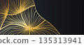 Abstract Gold Line Pattern on Black with Text Zone 135313941